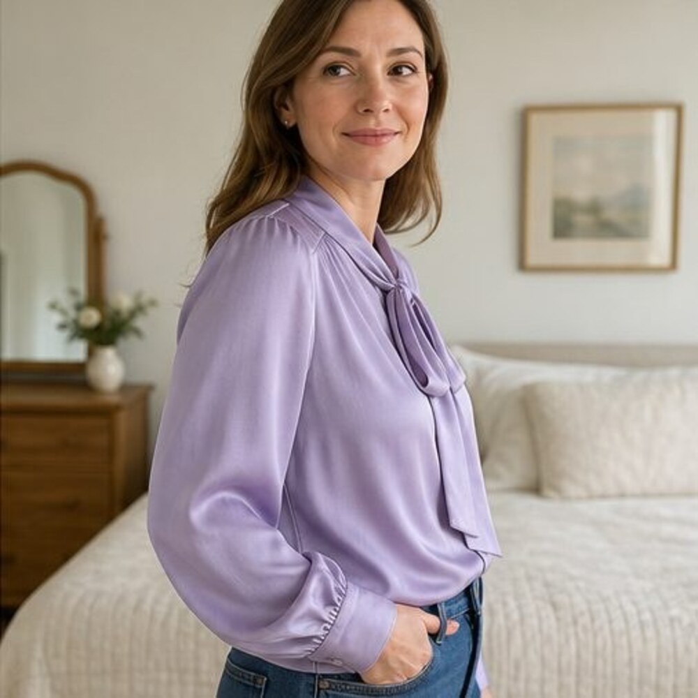 Cream Wrap Blouse - Picture 3 of 6